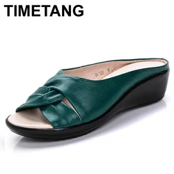 TIMETANG2021 pantofole estive donna zeppe sandali scarpe pantofole per il tempo libero slip-on punta tonda sandali in vera pelle infradito