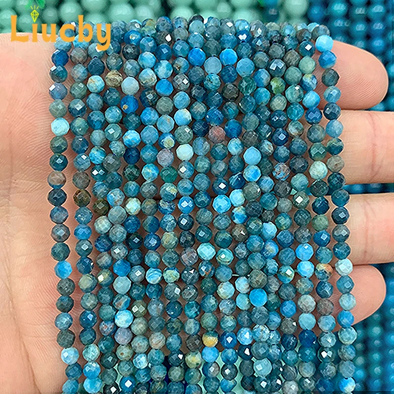 2/3mm Natural stone Faceted Blue Apatite hematite beads for Jewelry Making DIY Lava Crafts anklet ewelry accessories 15