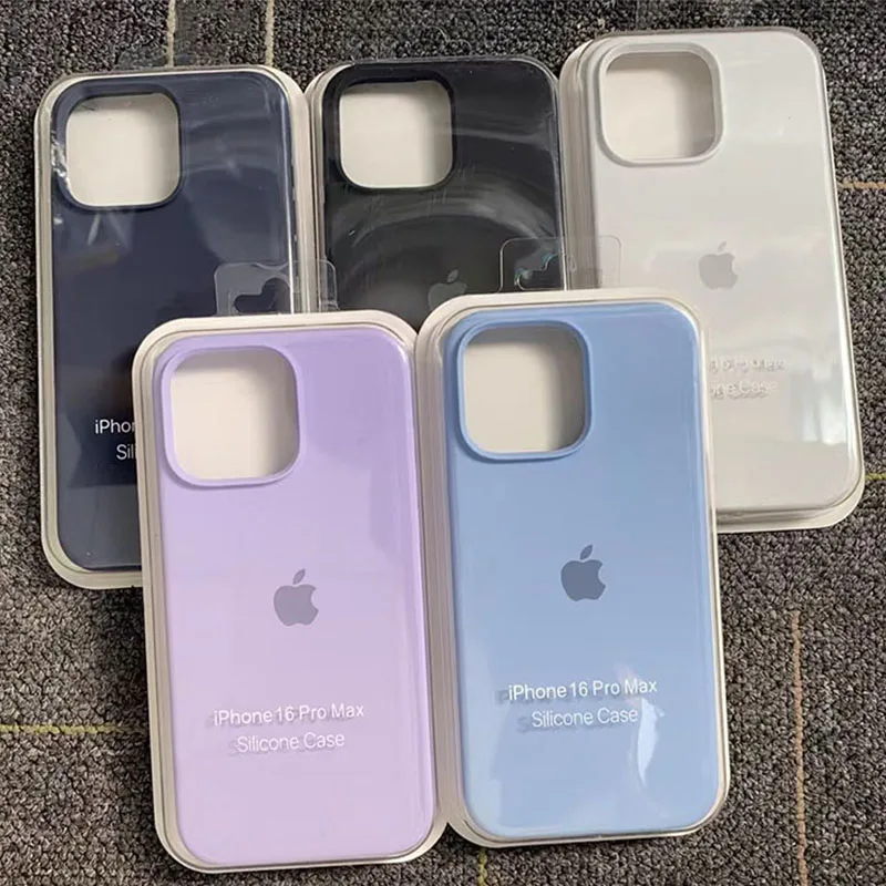 Original Box Liquid Silicone Phone Case for iPhone 16 15 14 13 12 Pro Max Apple Cases for iPhone 11 12 13 14 15 Plus Full Cover