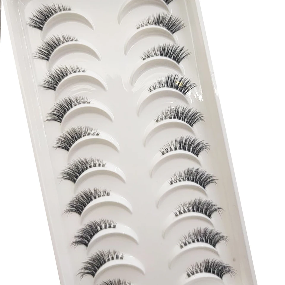10 pares de pestañas postizas 3D de pelo sintético, naturales, cruzadas y densas, extensión de pestañas, mini 2