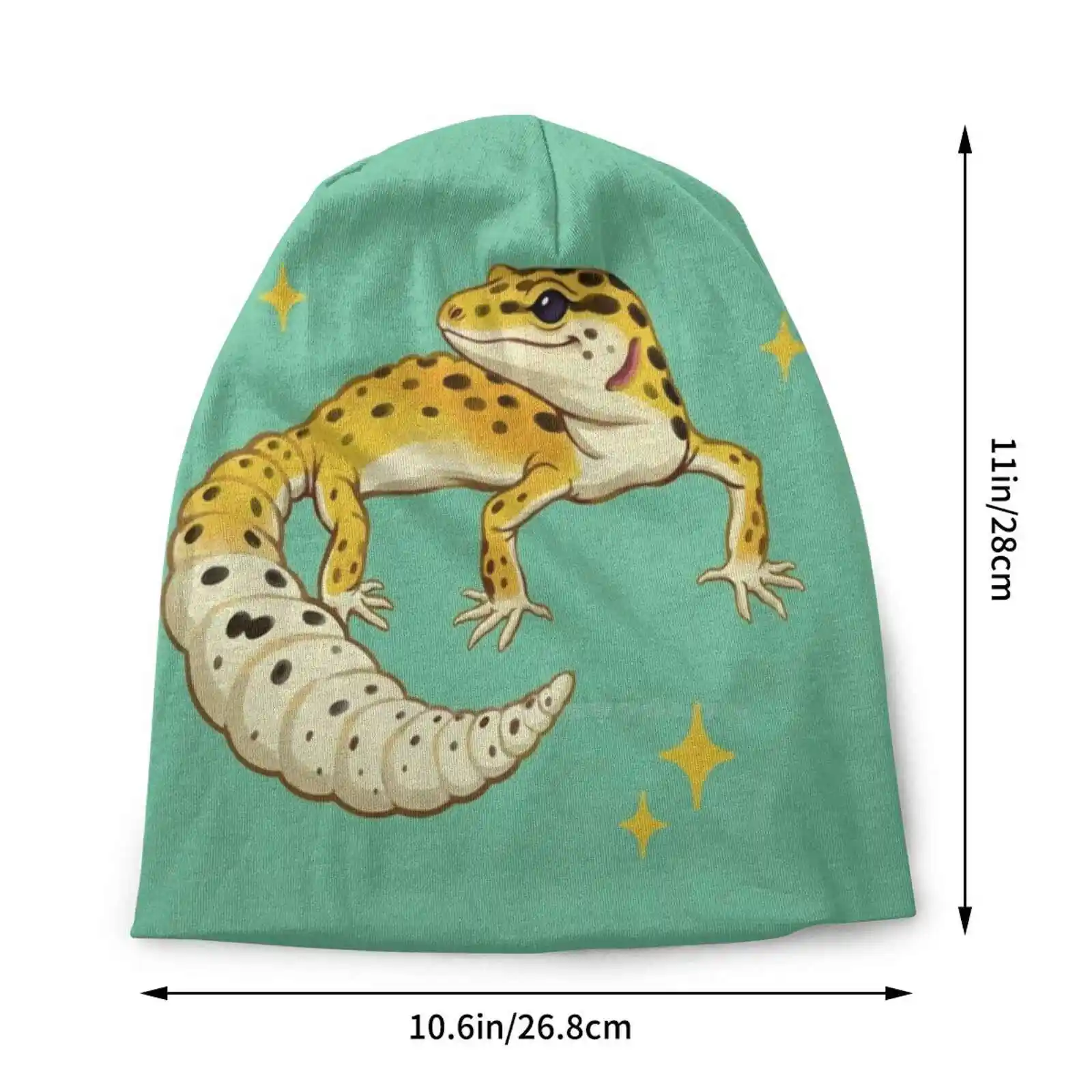 Sparkly Leopard Gecko Knitted Hat Warm Beanie Outdoor Caps Leopard Gecko Reptile Lizard Leopardgecko Mint Sparkles Painted