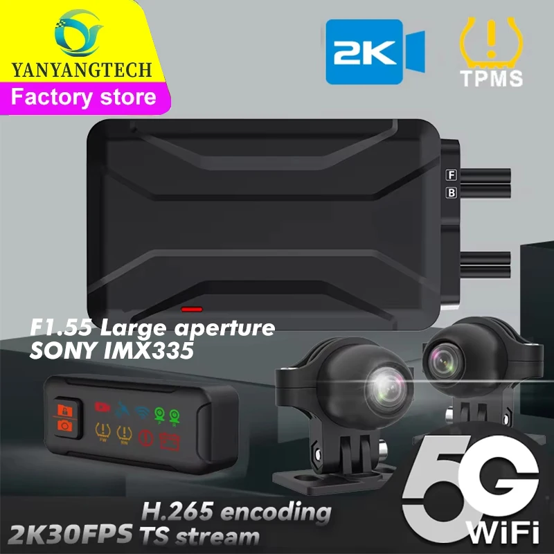 

Motorcycle driving recorder screenless motorcycle recorder 5Gwifi tire pressure monitoring 2K HD waterproof