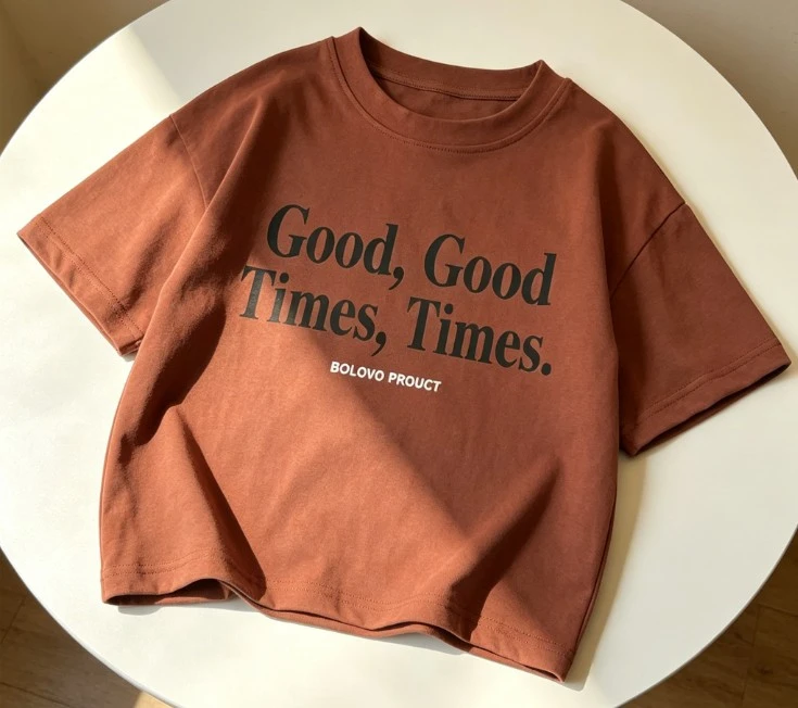 2026 New Kids Good Good Times Print T Shirt Short And Long Sleeve Styles Soft Thin Cotton Tops For Toddlers Loose Round Neck Tee