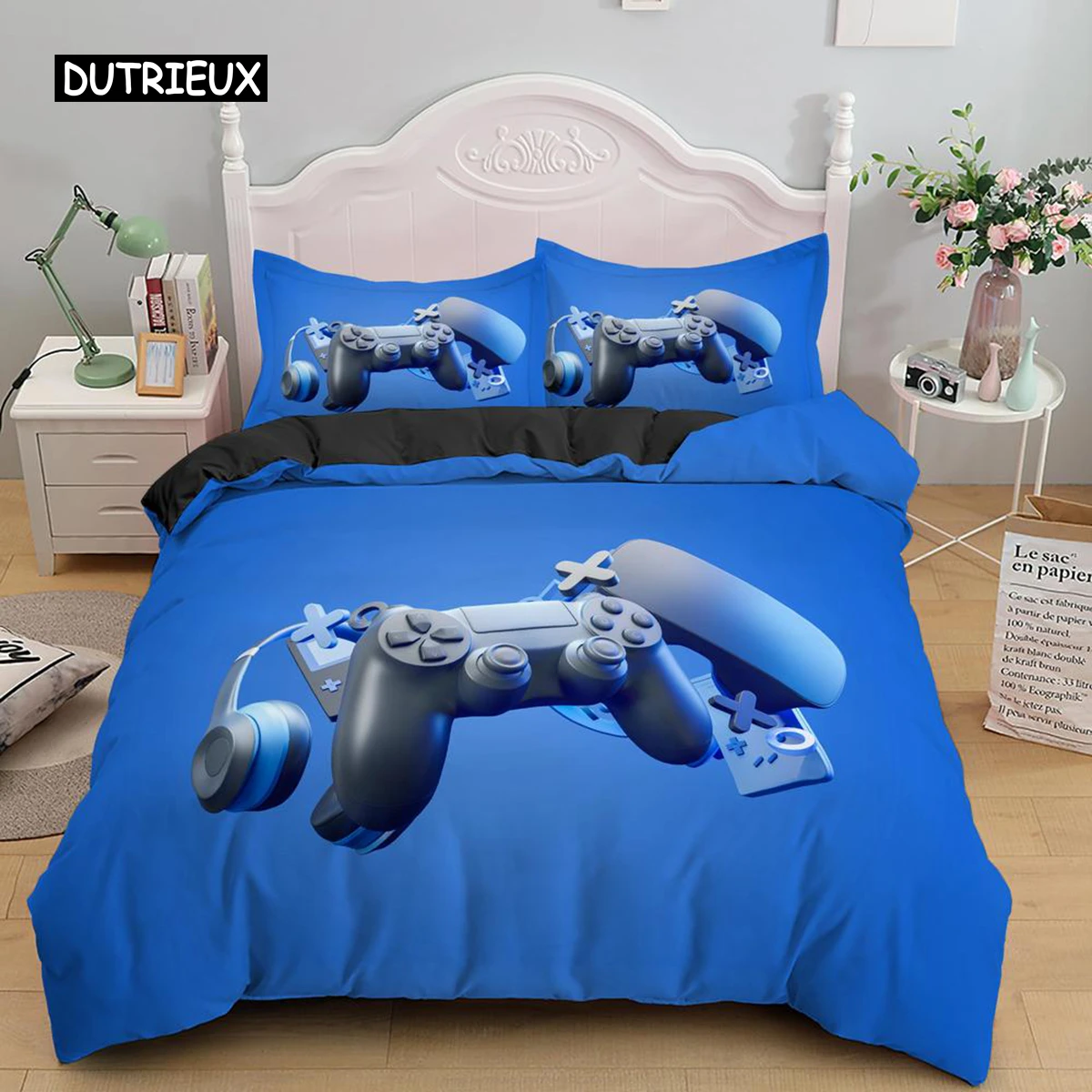 

Games Comforter Cover Gamepad Bedding Set for Boys Kids Video Modern Gamer Console Quilt 2 or 3 Pcs Soft Twin Duvet Cover Set