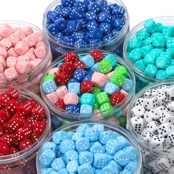 30pcs/Lot 10mm Acrylic Dice Beads Square Shape Cubic Spacer Beads for Necklace Bracelet Earring Diy Jewelry Making Accessories