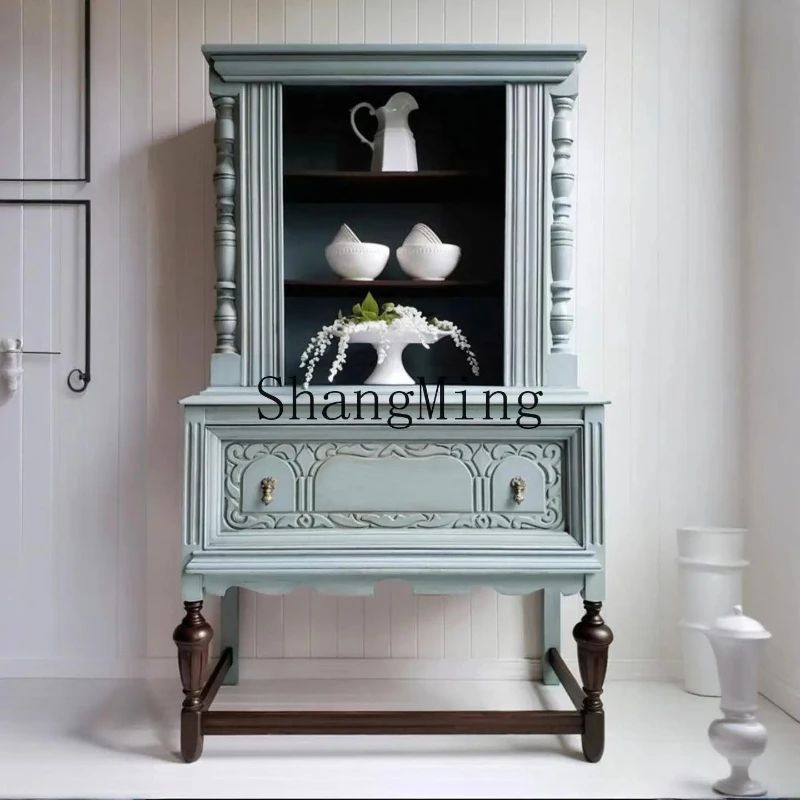 

Винный шкаф SM в стиле ретро из массива дерева, средневековый резной декоративный шкаф-витрина, интегрированный настенный шкаф для хранения, приставной шкаф.