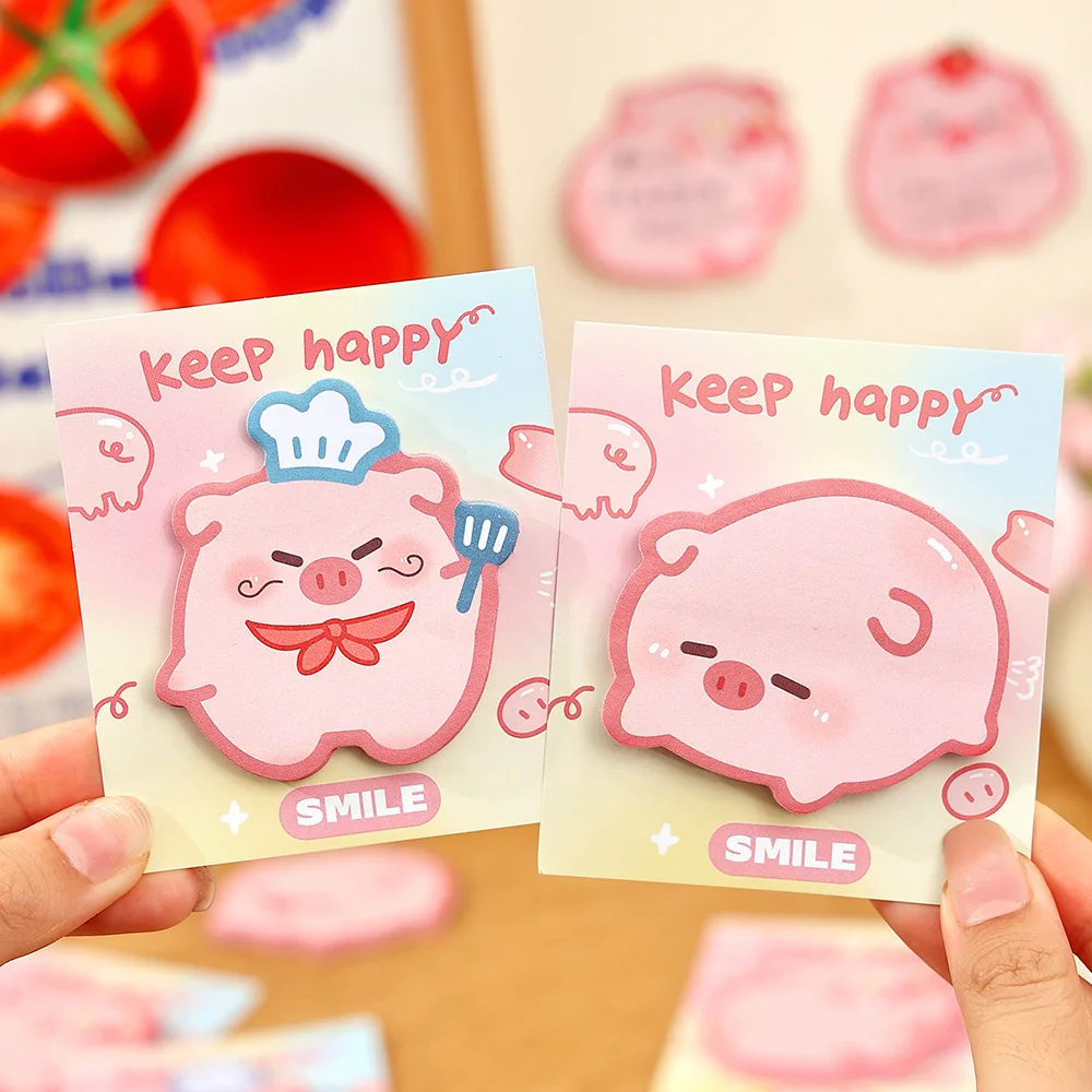 Cartoon Pig Animal Shaped Sticky Notes Cute Adhesive Memo Pads for School Study Stationery Kids Gift