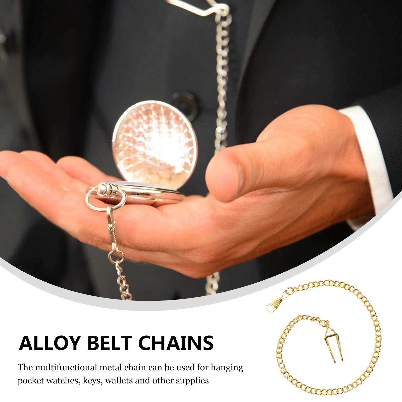 

5Pcs 37cm Vintage Pocket Watch Chains High-Quality Alloy Durable Lobster Clasp Hanging Keys Supplies Grandfather Gift