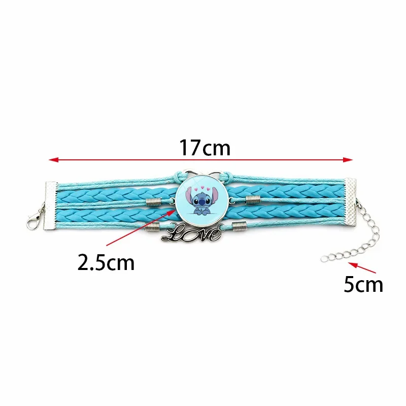 CAN o & Stitch-Bracelet de dessin animé Disney, bijoux tissés, périphérique dérivé Rick, ornement en cuir bleu, cadeau d'anniversaire