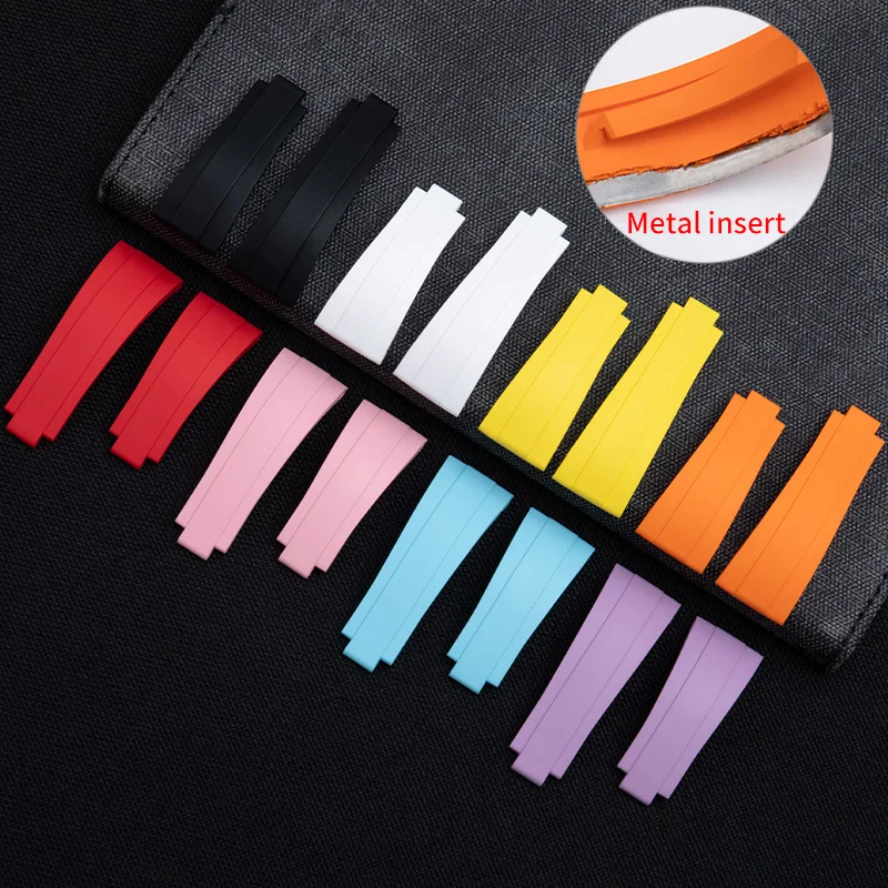 إدراج الصفائح المعدنية الملونة 18 مللي متر FKM الفلوروروبر حزام الساعات ل رولكس حزام يخت ماستر 37 مللي متر النساء 268655   الملحقات