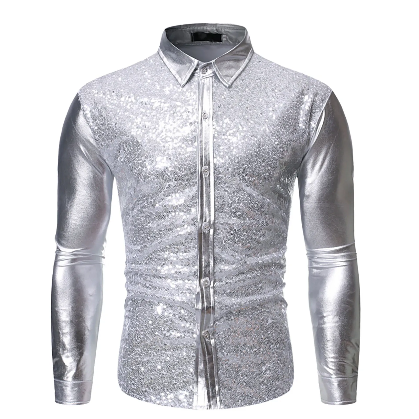 Gold Shiny Glitter Men's Carnival Party Shirts Fashion Streetwear Exquisite Single-breasted Dancer Singer Performance Costume