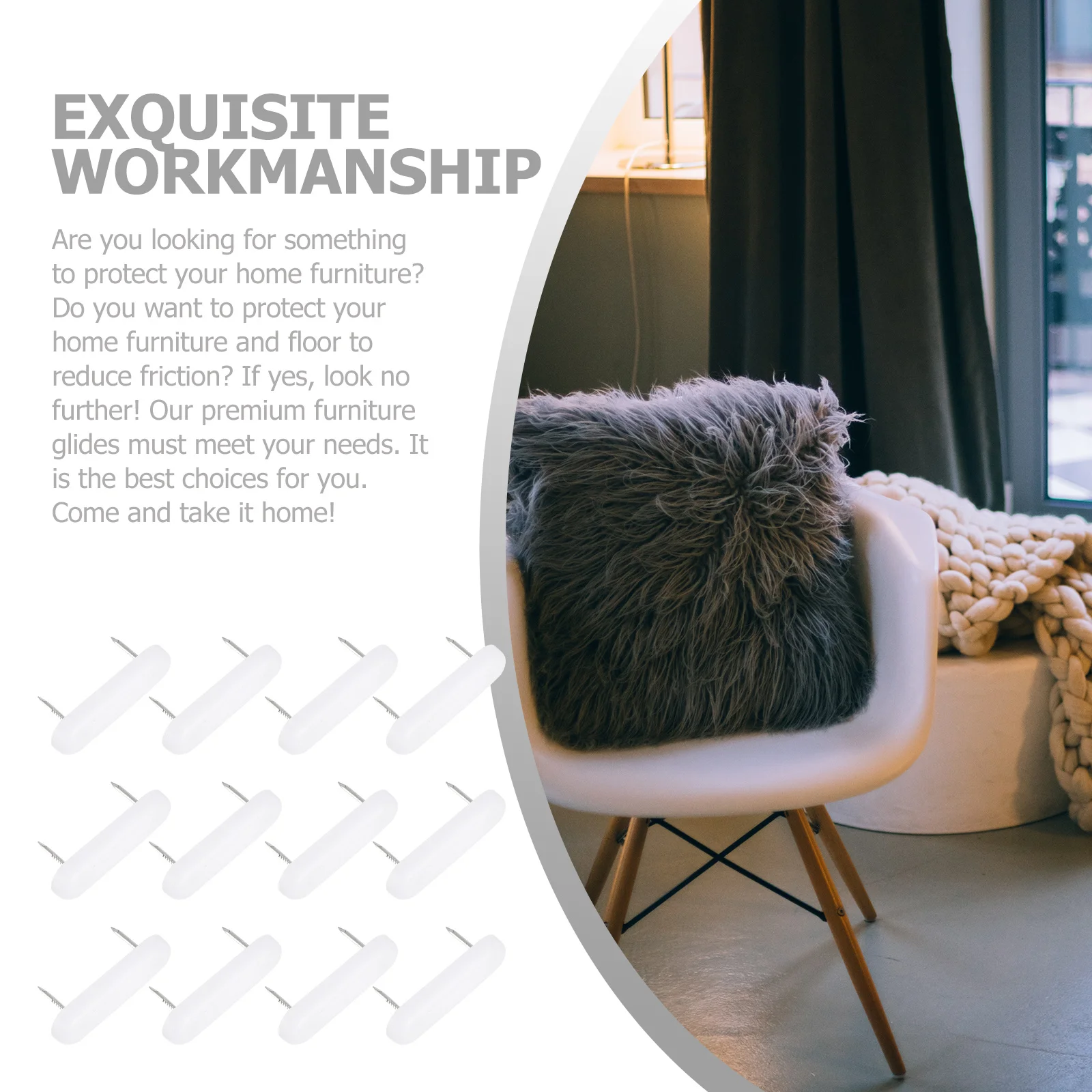 100Pcs Chair Foot Nails Furniture Glide Protective Pads Noise Proof Hardwood Vinyl Cement Floors Chair Foot Nail