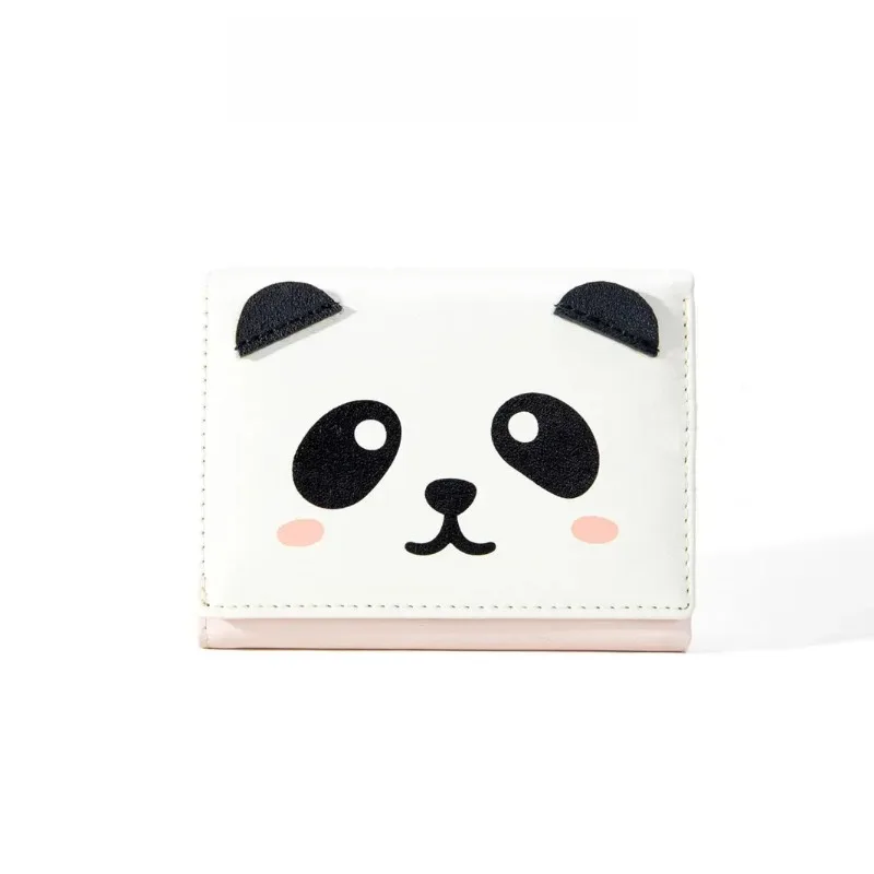 Cute Panda Small Money Clip Pocket Wallets for Students Mini Coin Purse Ultra-thin Small Buckle Card Bag