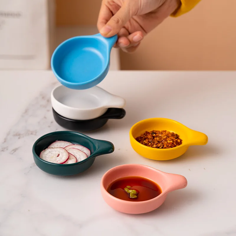 

Japanese Style Ceramic Small Dishes, Creative Cute Dipping Dish, Complementary Food Dish, Soy Sauce and Vinegar Seasoning Dish