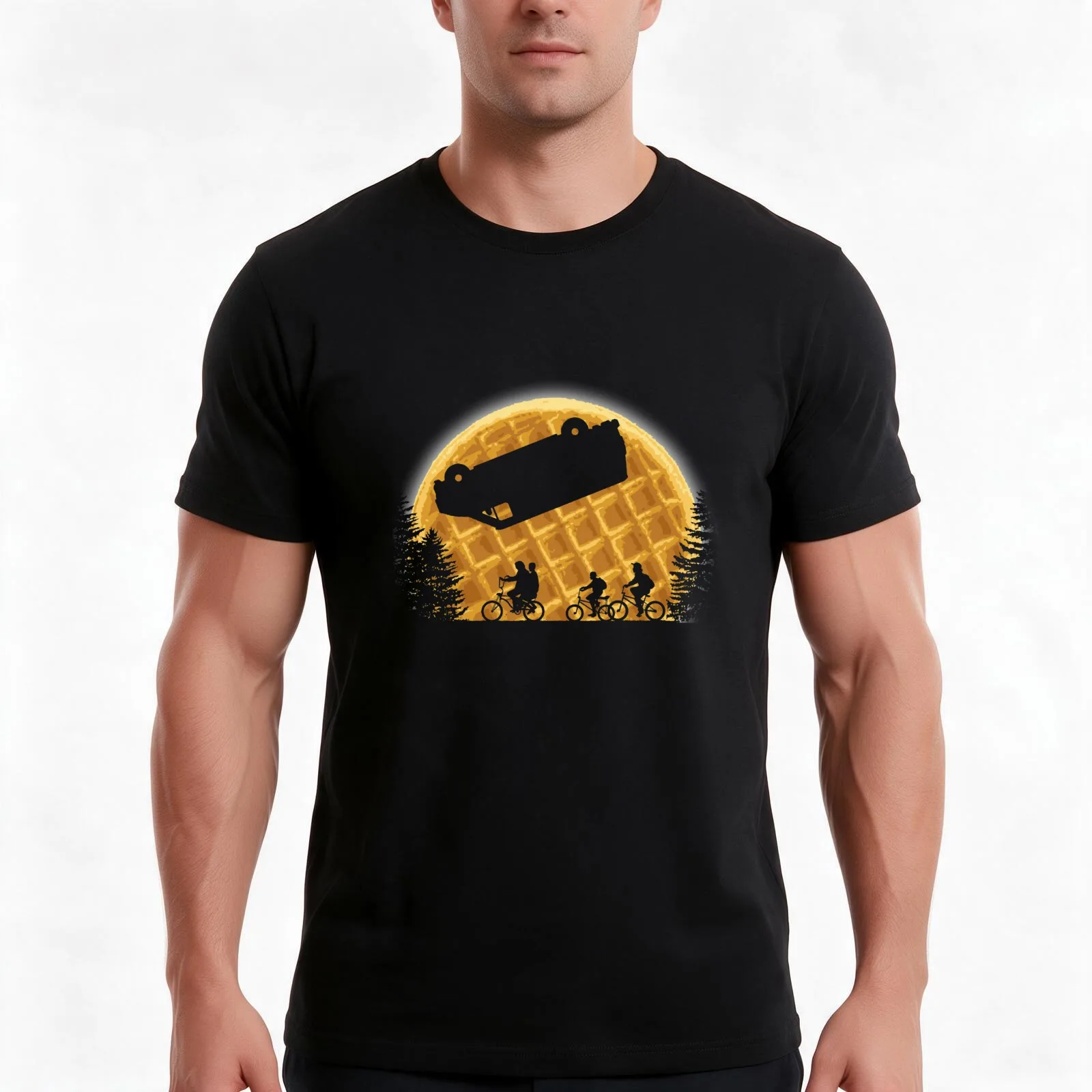 Stranger Moon T-Shirt, Summer Casual Cotton Tee, Oversized Streetwear Tops, Vintage Graphic Print, Loose Fit Short Sleeve