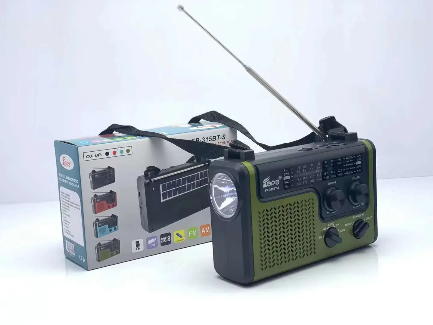 FEPE FP-315BT-S Emergency Solar Hand Crank Dynamo Noaa Weather Band Radio With Flashlight