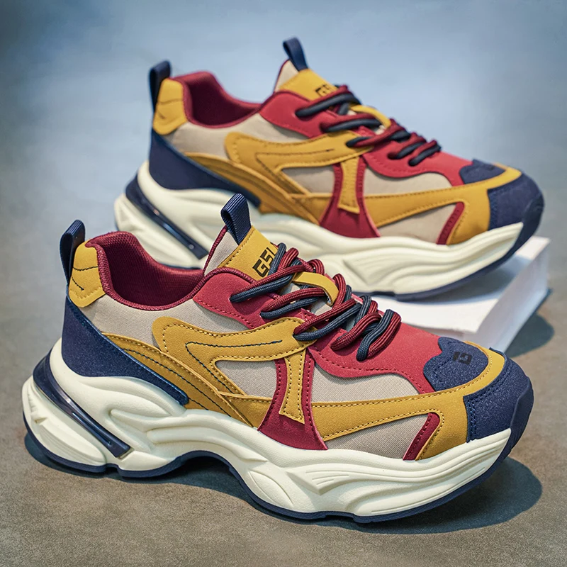 

Кроссовки унисекс на шнуровке 2025: роскошный дизайн, толстая подошва, повседневные ретро-кроссовки с эффектом потертости, дышащий верх