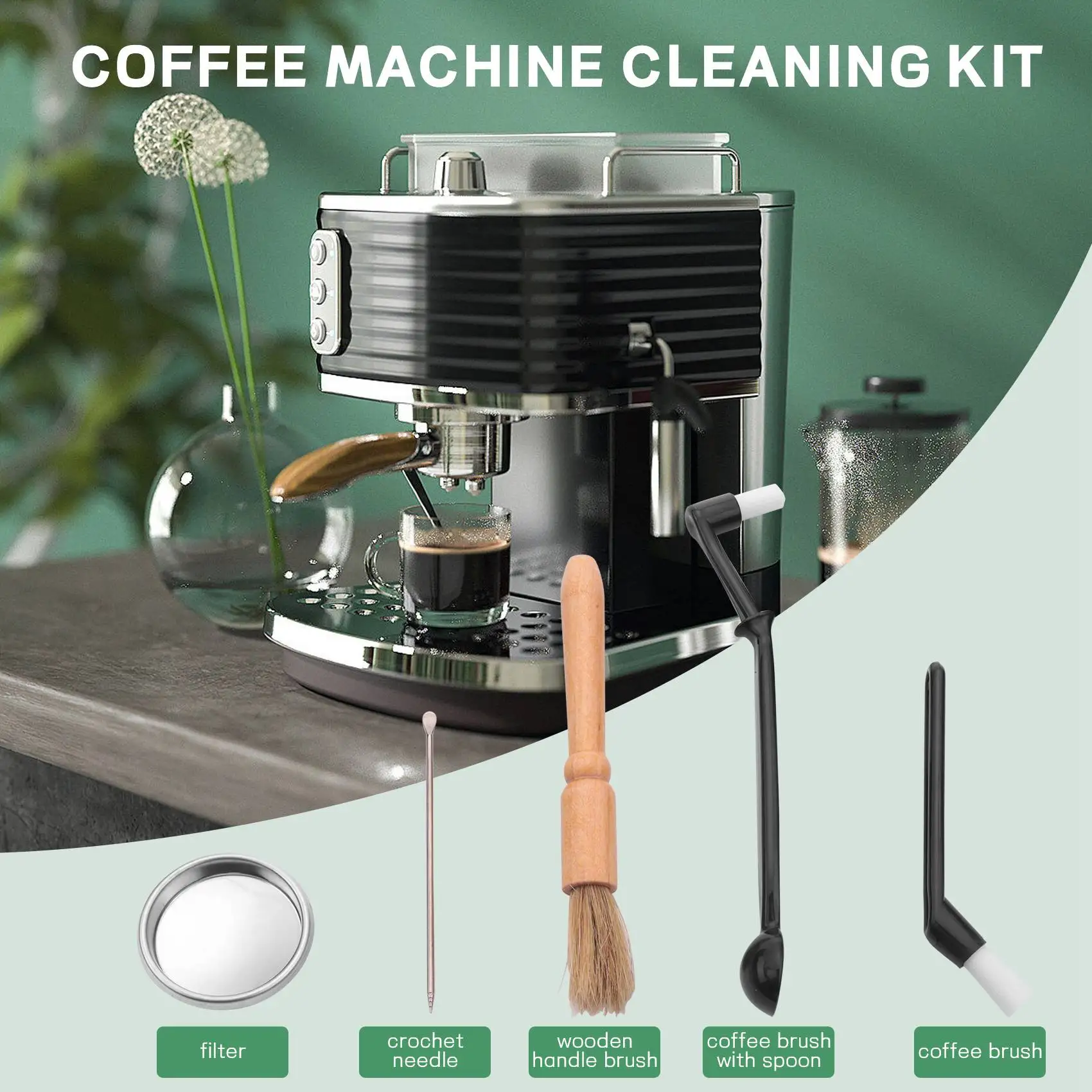 Набор для чистки кофемашины ABKR Щетка для кофемолки Щетка для чистки головки кофемашины с фильтром для кофемашины