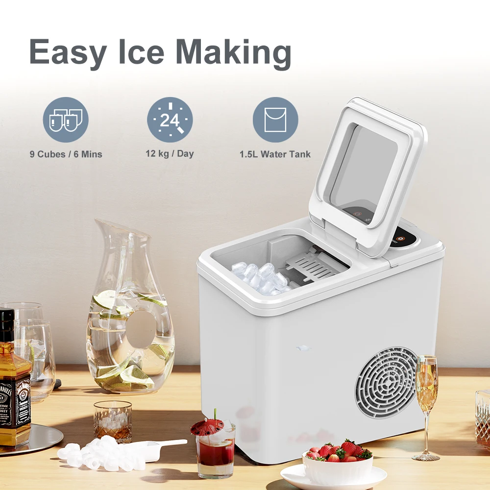 Hot Sale Compact Mini Cube Block Portable Home Automatic Countertop Self-Cleaning Small 12v Bullet Ice Makers Making Machines