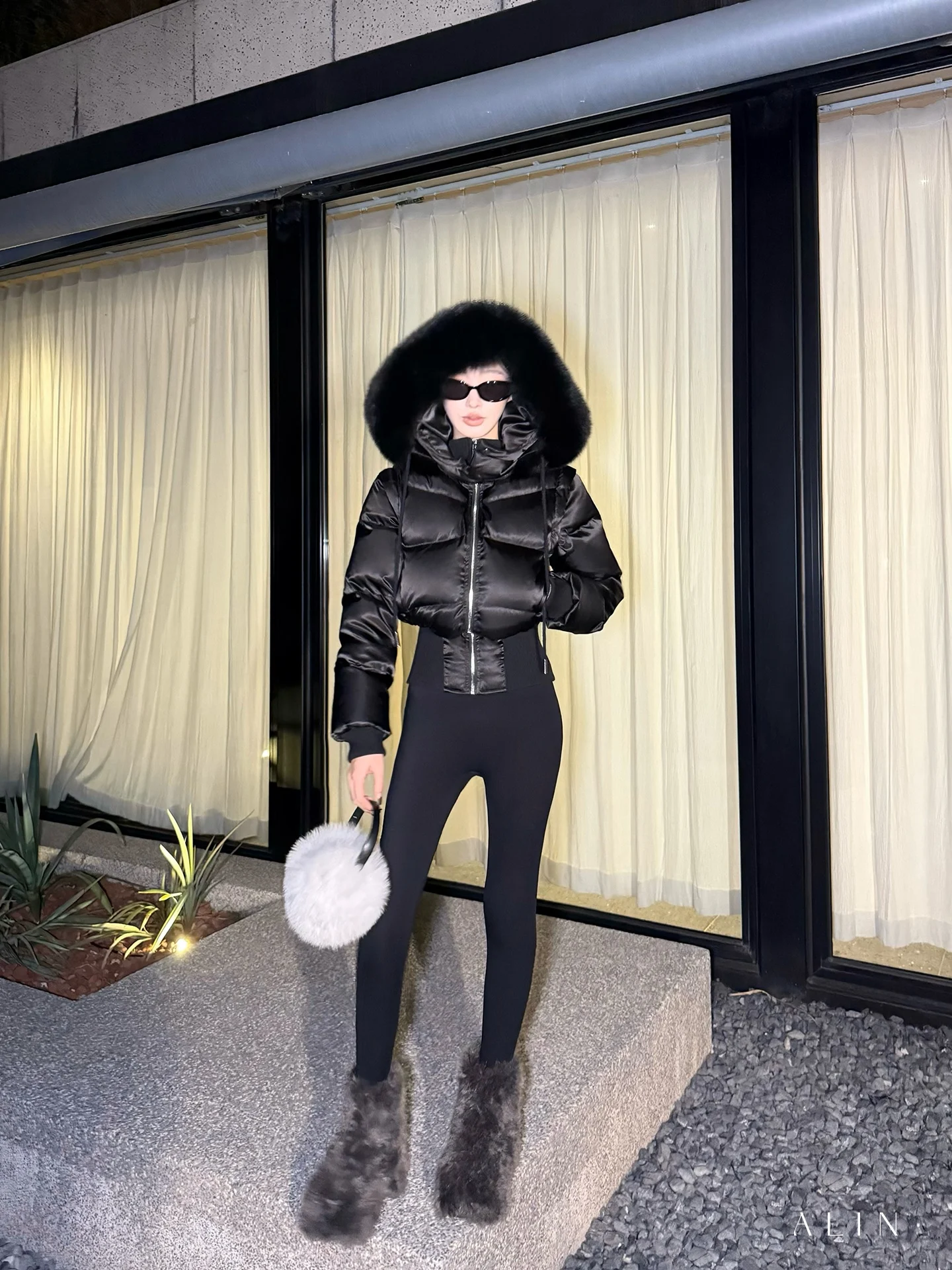 

Женское пуховое пальто Alin с шелковой отделкой, утепленное, с большим меховым воротником, зимняя верхняя одежда