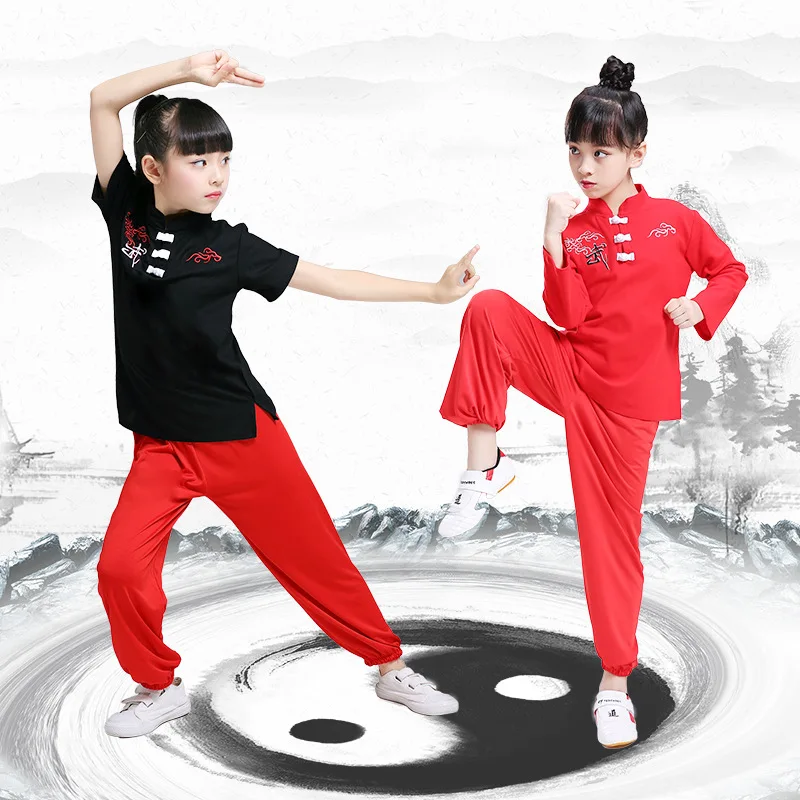 Children Wushu Costume New Youth Short/Long Sleeve Clothes Tai Chi Students Kung Fu Performance Clothing