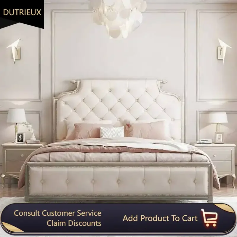 Unique Pretty European Bed Platform Nordic Elegant Bedroom Headboards Beds Luxury Nightstands Modern Camas Queen Home Furniture