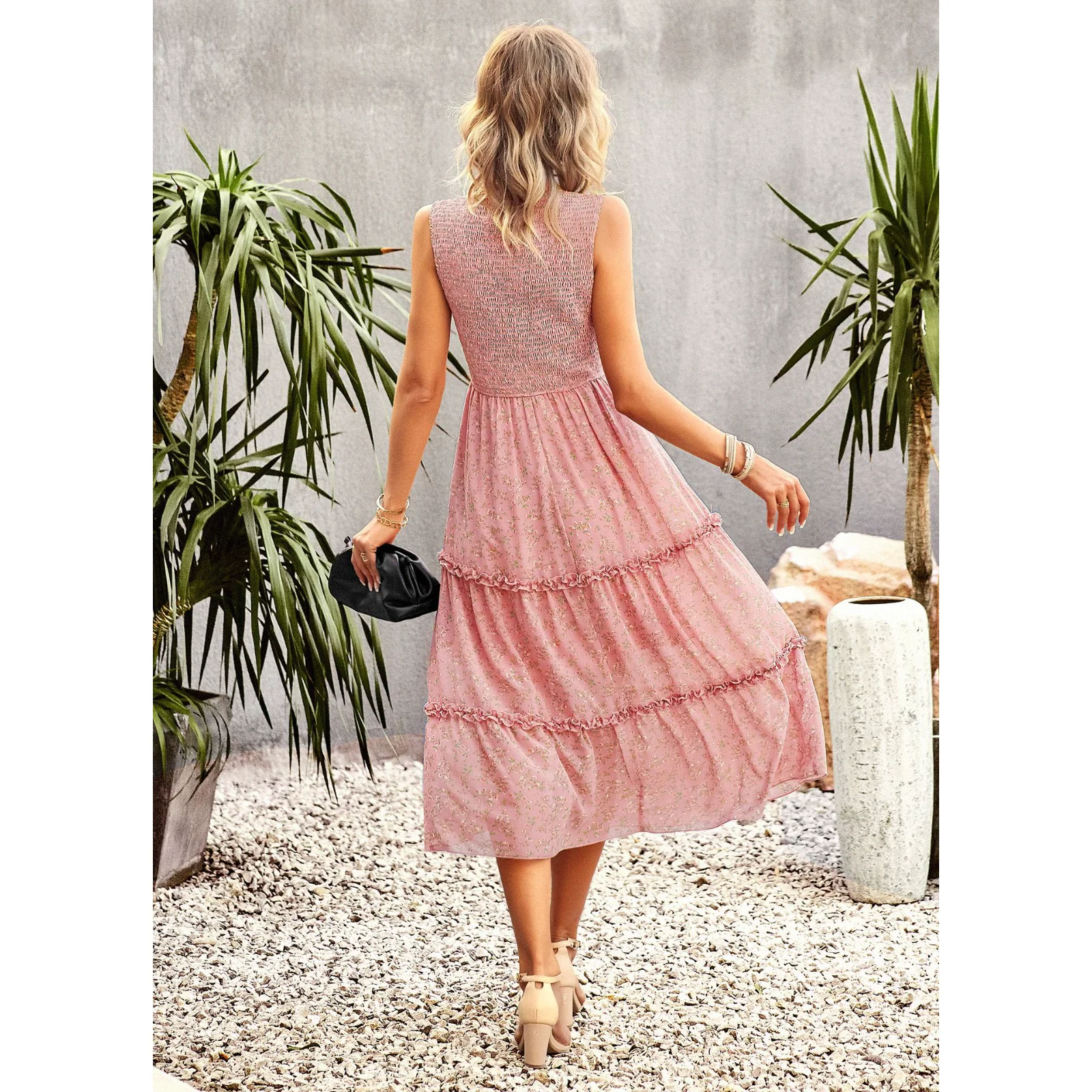 Spring Summer Dresses for Women 2023 Floral Sleeveless Ruffles Female Dress Bohemian Beach Casual  A-line платье Tank Top Skirt