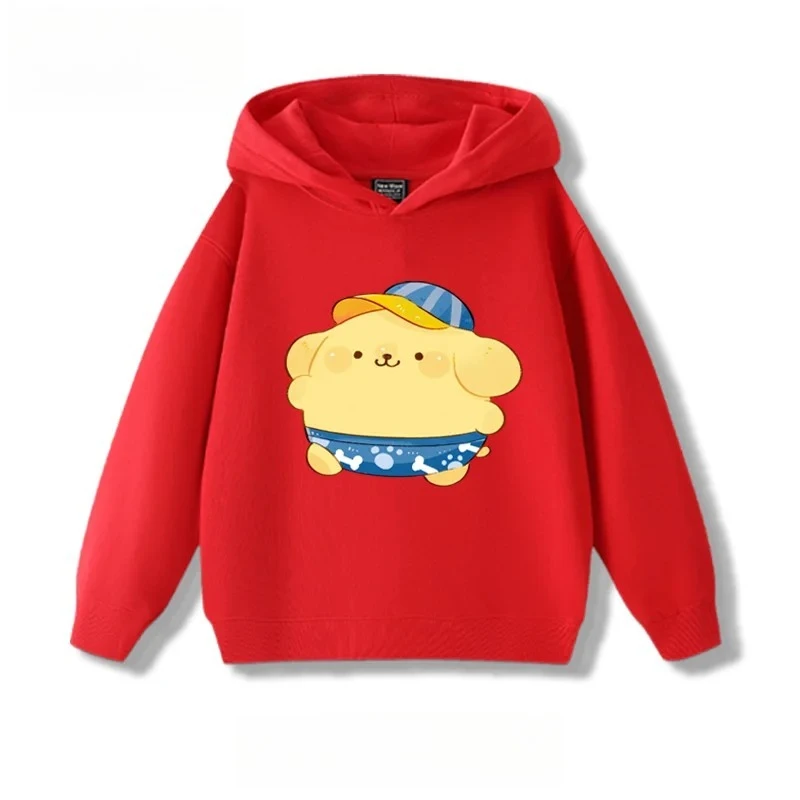 Lindo sudadera con capucha con estampado de perro pudín, top informal, lindo y cómodo, ropa deportiva de manga larga para niños en otoño e invierno