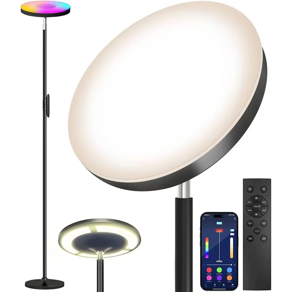 

Keepsmile Double Side Lighting Led loor Lamp with Remote Smart App 36W/2600LM Bright Tall Standing RGB loor Lamp Angle Multicolo