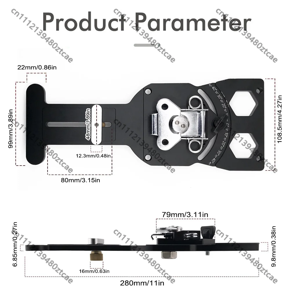 Track Saw Adjustable Angle Guide Square -45° to 45° Stop Protractor 90 Degree Rail Positioning Tool