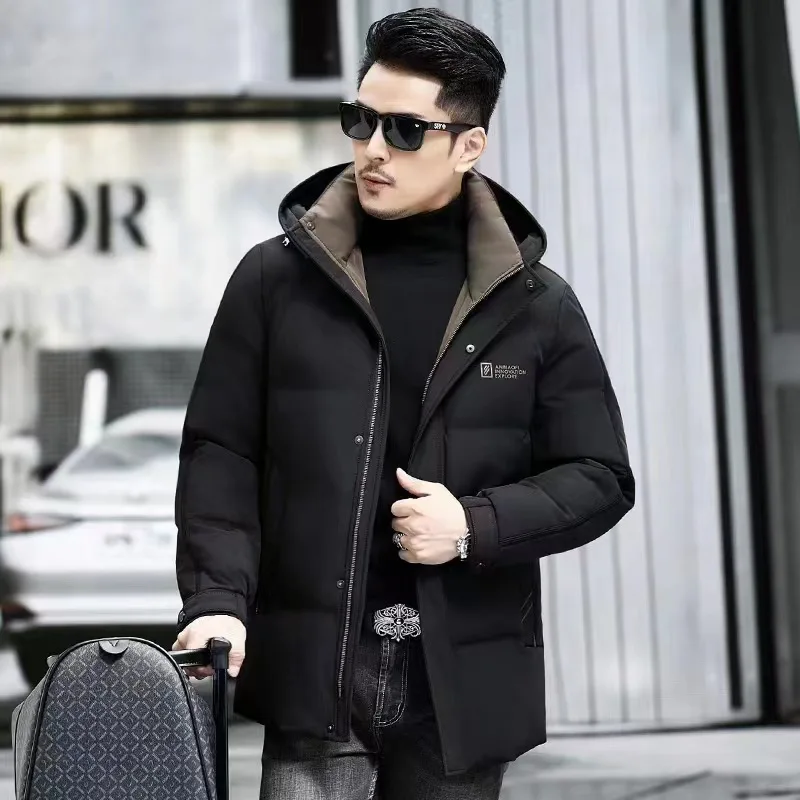 New High Quality Down Jacket Removable Hat Designer Clothes Men Duck Down Coats Winter Warm Jacket Men Coat Casual Man