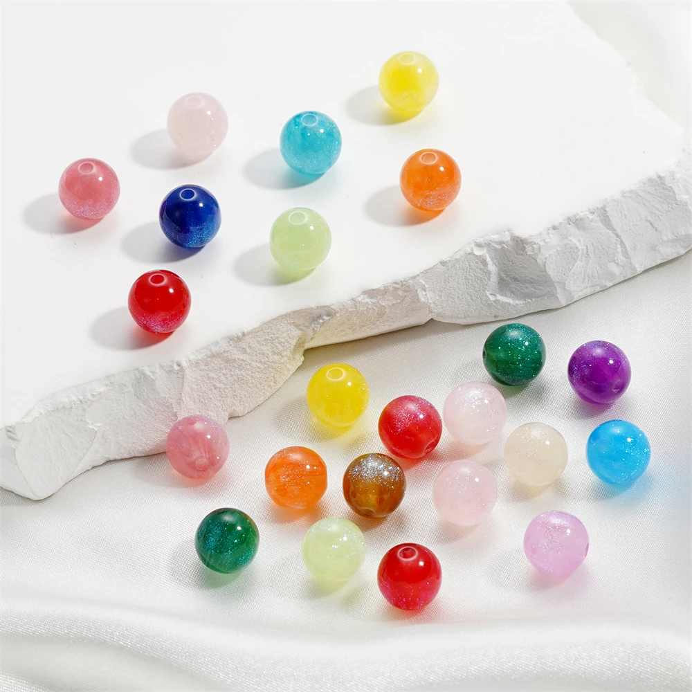 10pcs/lot 10mm Colorful Resin Round Bead Charm Spacer Loose Beads for DIY Handmade Necklace Jewelry Making Findings Accessories