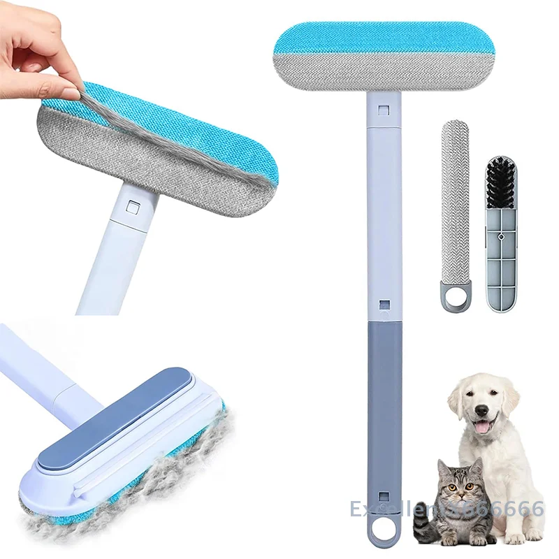 

Multipurpose Pet Hair Brush 4 in 1- Reusable Long-Handled Dog & Cat Hair Remover, Washable Lint Cleaner