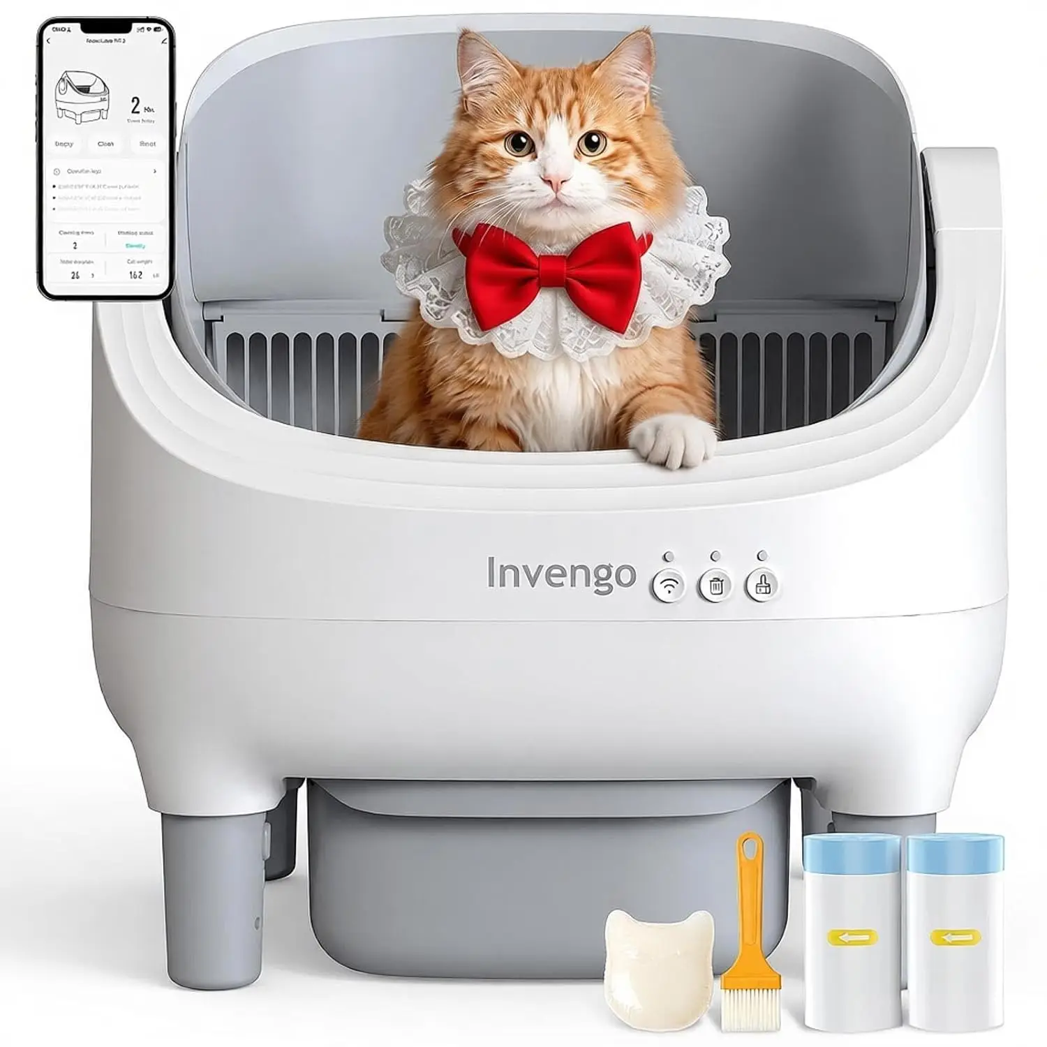 Self Cleaning Litter Box, Open Top Automatic Litter Box with App Control for Multiple Cats, Safety Sensors, Customized