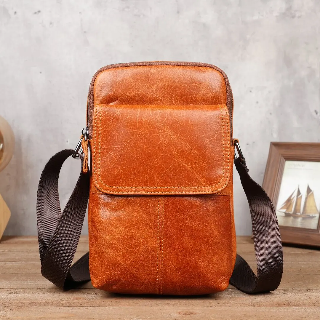3029 New Men's Shoulder Crossbody Leather Backpack Outdoor Satchel Portable Storage Business Travel