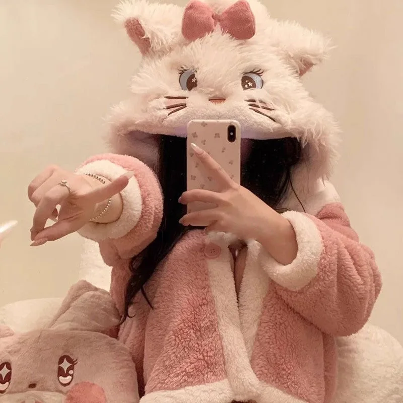 MINISO Marie Cat Robes Cosplay Costumes Halloween Dog Onesies Anime Adult Nightgown Xmas Carnival Funny Pajamas Kigurumi