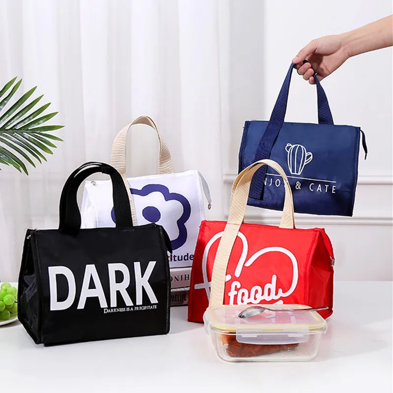 Cute Portable Women\'s Thermal Lunch Bags for Office Picnic Insulation Food Storage Container Bento Boxes Cooler Bag Pouch