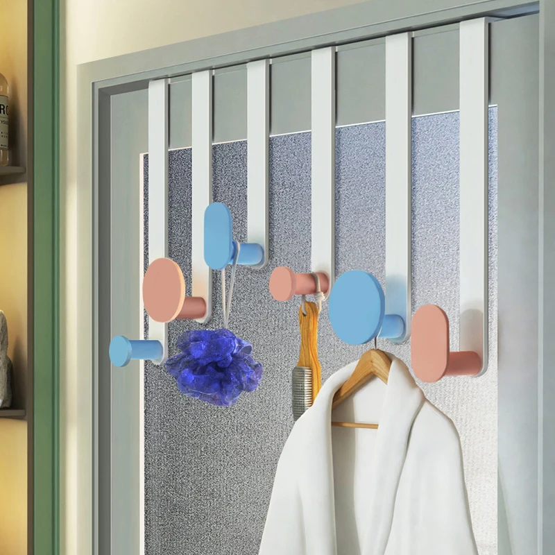 Hook behind the door, hang hangers on the back door, no punching creative shelves, wall bedroom wall hanging clothes