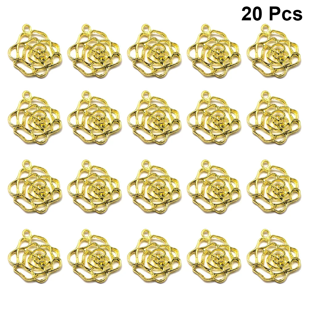 

20pcs Peony Flower Alloy Pendant Charms Diy Jewelry Making Accessories Fashion Metal Earring Sweater Chain Keychain Decorative