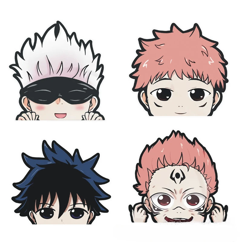 Kawaii Jujutsu Kaisen Anime Car Sticker Itadori Yuji Megumi Satoru Gojo Waterproof Vinyl Car Window Decal Anime Stickers for SUV