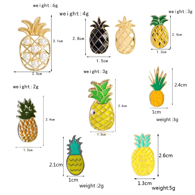 Cartoon Pineapple Enamel Pin Custom Brooches Yellow Black  Eat Fruit Denim Shirt Badge for Bag Lapel Coat Fashion Jewelry