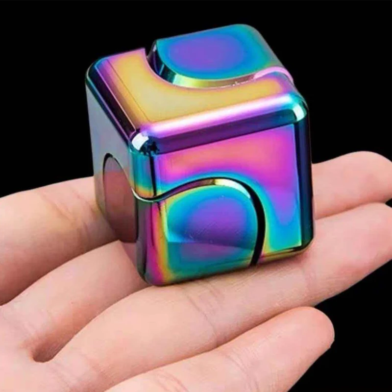 Square Dice Metal Rotate Cube Finger Gyroscope Anxiety Anti Stress Fidget Toys Adults Office Home Travel Fun EDC Gadgets Gifts