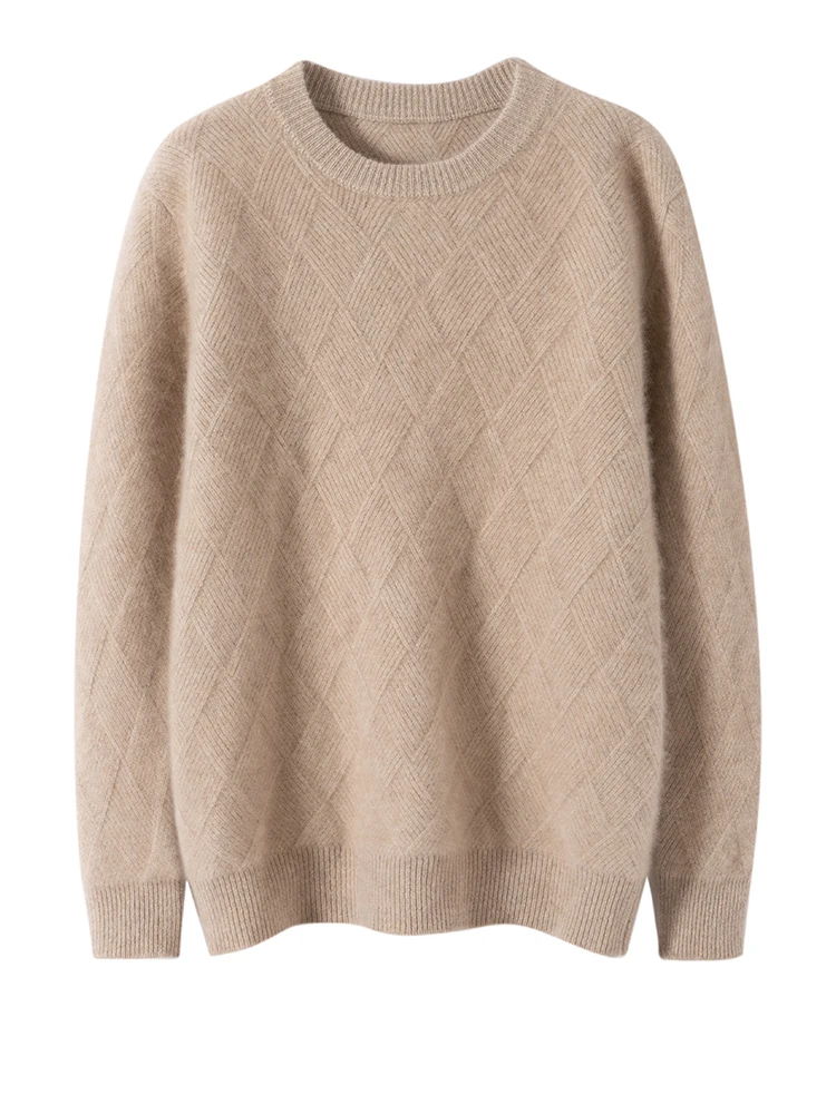 

Men's Autumn Winter Thick Sweater Long Sleeve O-neck Pullover 100% Merino Wool Soft Warm Casual Cashmere Knitwear Top