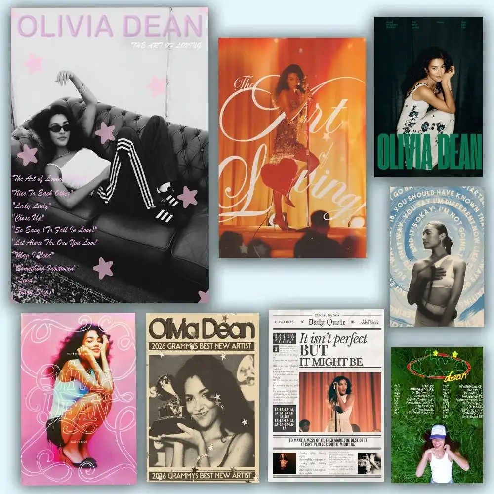 Singer O-Olivia Dean Poster Waterproof Wall Art Sticker For Bar Living Room Vintage Room Decor High Quality Print Gift