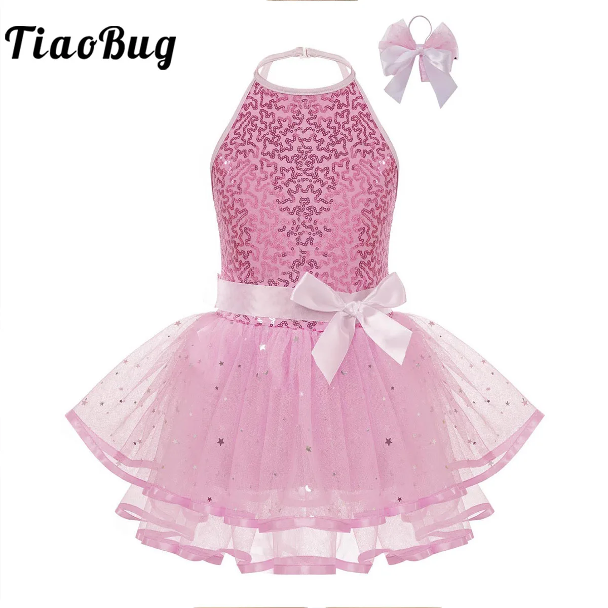 

Kids Girls Rhinestone Gymnastics Leotard Sequins Mesh Tulle Ballet Tutu Dress Modern Lyrical Dancing Costume Ballerina Dancewear