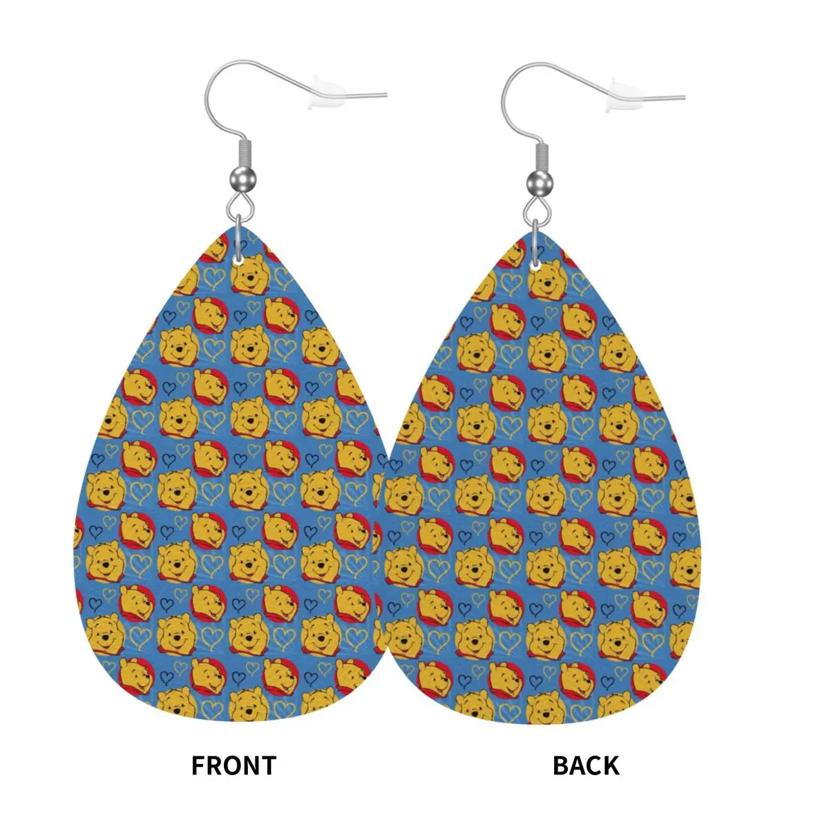 Custom Winnie The Pooh Dangle Drop Earrings Leather Earrings for Women Fashion For Party view 3