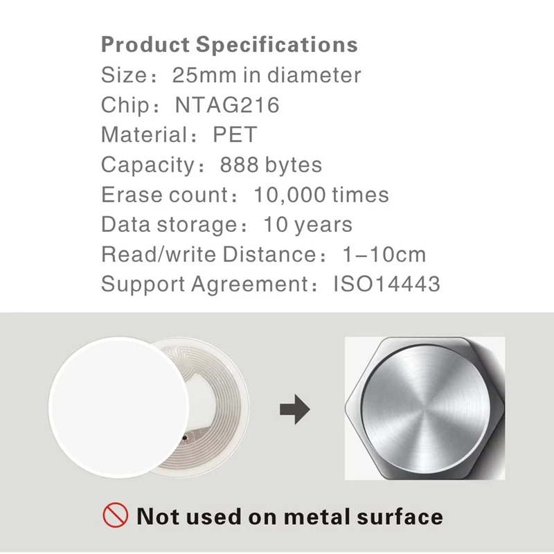 NFC Ntag216 Sticker Ntag216 NFC Tags NFC 216 Tag Ntag216 NFC Cards 13.56Mhz NFC Tag Stickers 888 Bytes Memory image 2