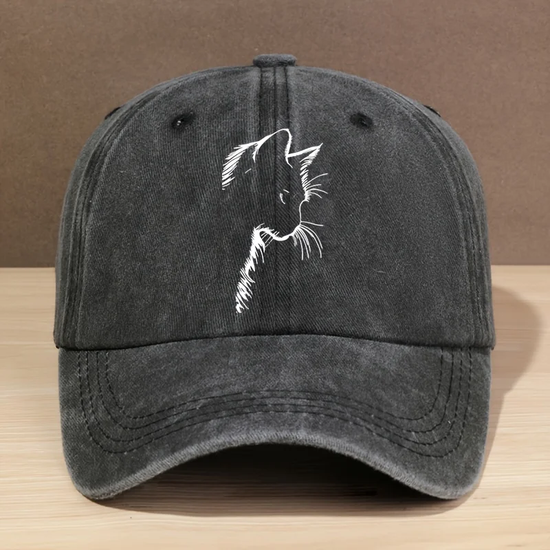 Modische, ausgehöhlte Baseballkappe mit Katzenmuster für Herren und Damen, LKW-Fahrerkappe, Outdoor-Sport, Camping, Angeln