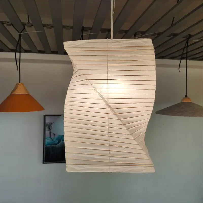 Lampade a sospensione a LED giapponesi Wabi Sabi Sala da pranzo Decorazioni per la casa Lampadario quadrato in carta di riso Illuminazione Lampada a sospensione per camera da letto