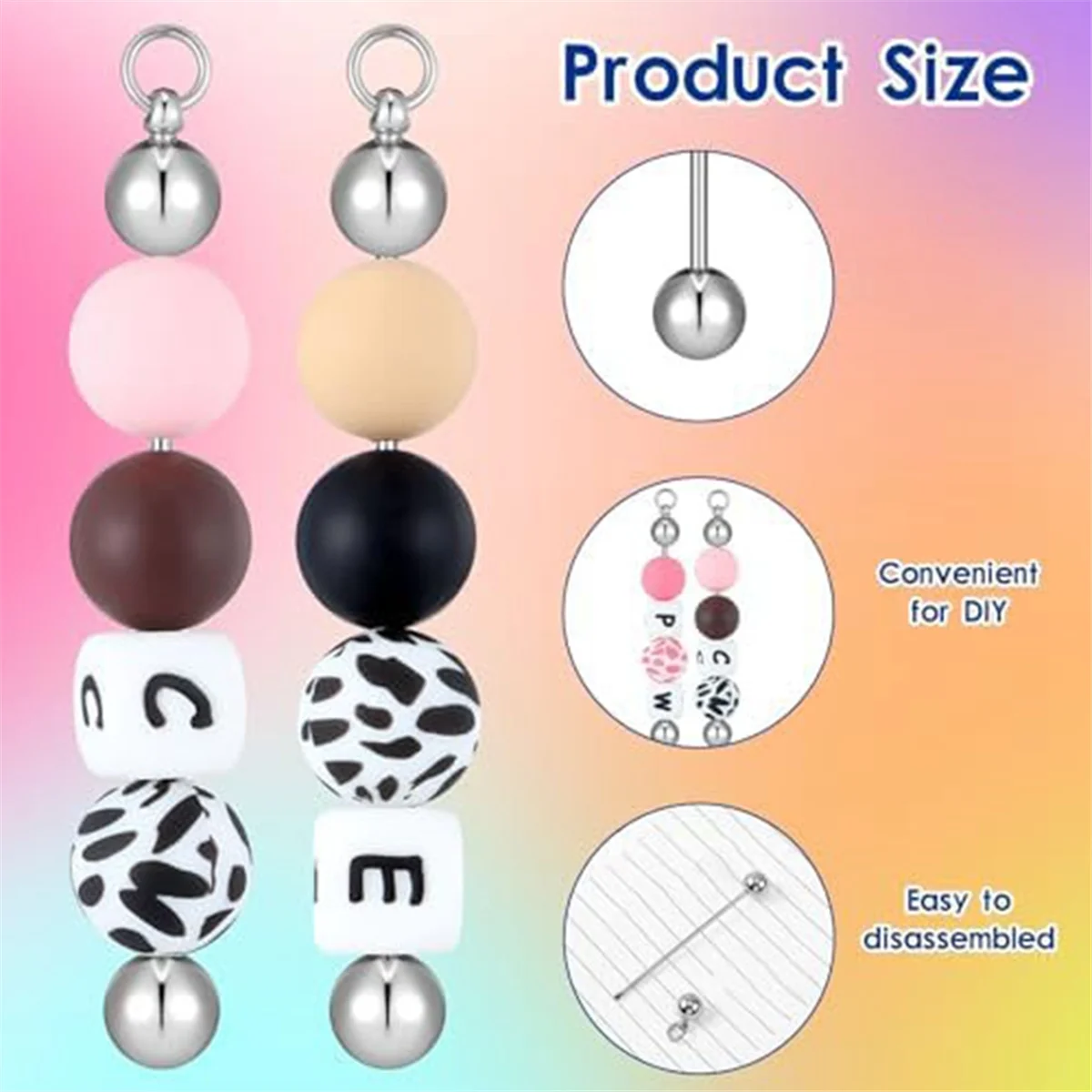 

20Pcs Beadable Keychains Metal Bar Chains for Jewelry Making Keychain Rod Accessories for DIY Projects Pendant Ornaments